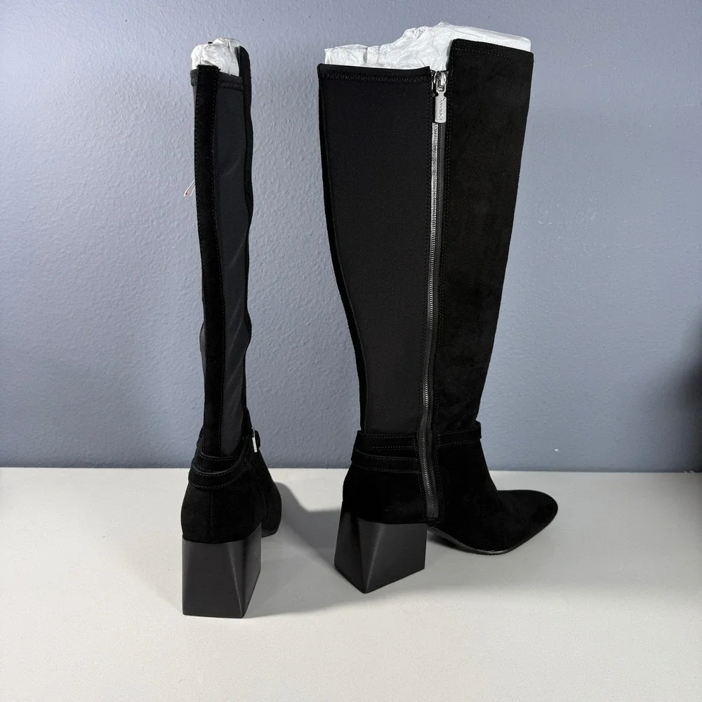 Blondo‎ Twyla Black Suede Waterproof Tall Boots Block Heel Womens 8.5 M New